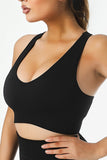 Ribbed U Neck Racer Back Sports Bra