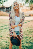 Print Open Front Long Sleeve Kimono