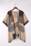 Leopard Color Block Open Front Kimono