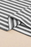 Plus Size Striped Short Sleeve Henley Tee