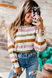 Striped Hollowed Knitted Loose Sweater