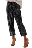 Pocketed Sequin Crop Pants