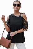 Lace Splicing Strappy Cold Shoulder Top