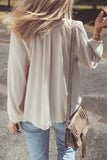 Beige Floral Embroidered Textured Puff Sleeve Loose Shirt