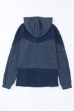 Plus Size Waffle Knit Patchwork Washed Hooded Jacket