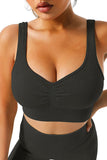 Plain Ribbed V Neck Sports Bra