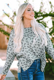 Pink Animal Print Stitching Loose Long Sleeve Top