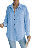 Swiss Dot Buttoned Pocket Long Sleeve Shirt