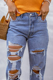 Heavy Destroyed Big Hole Boyfriend Jeans