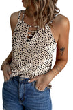 Leopard Print Ladder Keyhole Tank Top