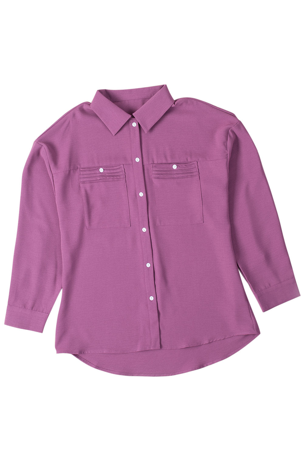 Solid Pocket Long Sleeve Button-up Shirt