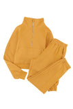 Ensemble de sport jaune avec sweat-shirt et pantalon de survêtement à demi-zip 