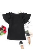 Plain Tiered Ruffled Short Sleeve T Shirt