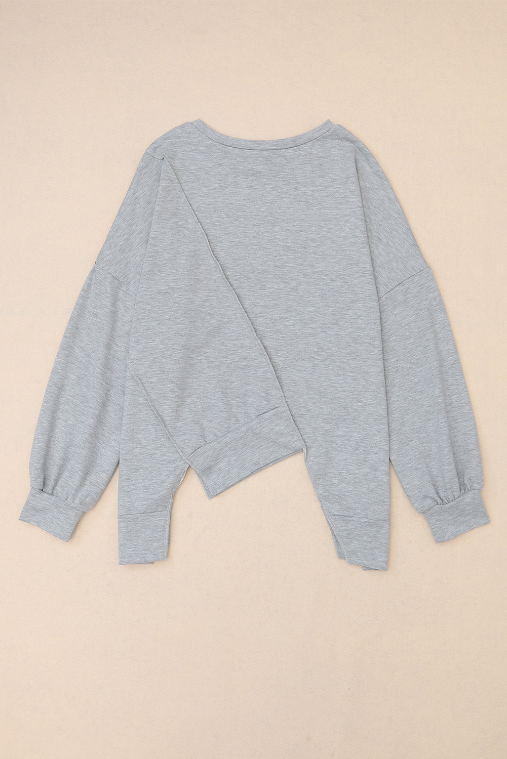 Colorblock Stitching Irregular Hem Long Sleeve Top