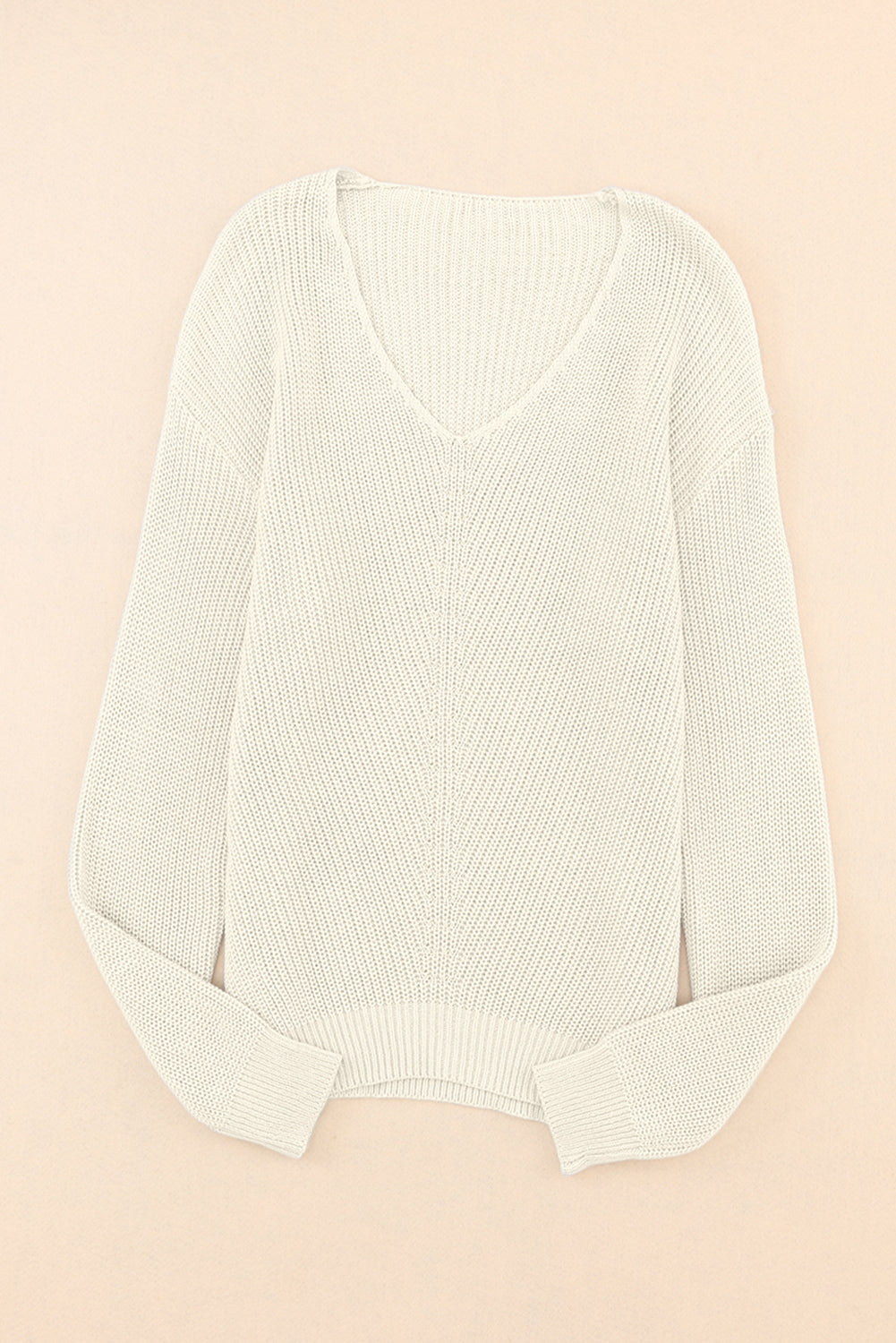 Ribbed Knit V Neck Sweater