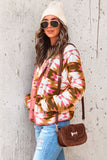 Red Geometric Aztec Pattern Plus Size Fleece Jacket