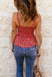 Floral Print Smocked Flounce Spaghetti Strap Camisole