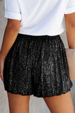 Sequin Straight Leg High Waist Casual Shorts