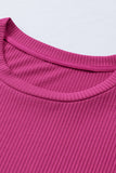 Bubble Half Sleeves Ribbed Knit Top