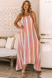 Bohemian Striped Print Sleeveless Holiday Maxi Dress