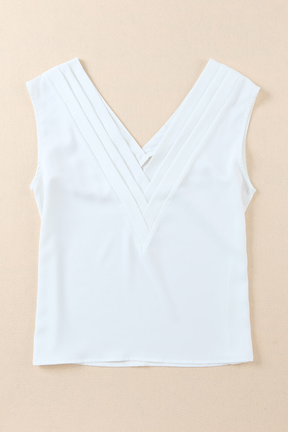 V Neck Pleated Backless Cap Sleeve Top