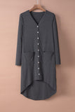 Selected Button Pocketed High Low Cardigan