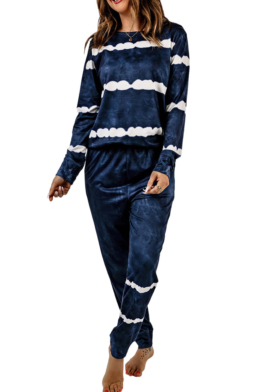 Stripes Long Sleeves and Joggers Lounge Set