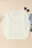 Hollow Out Crochet V Neck Pullover Sweater