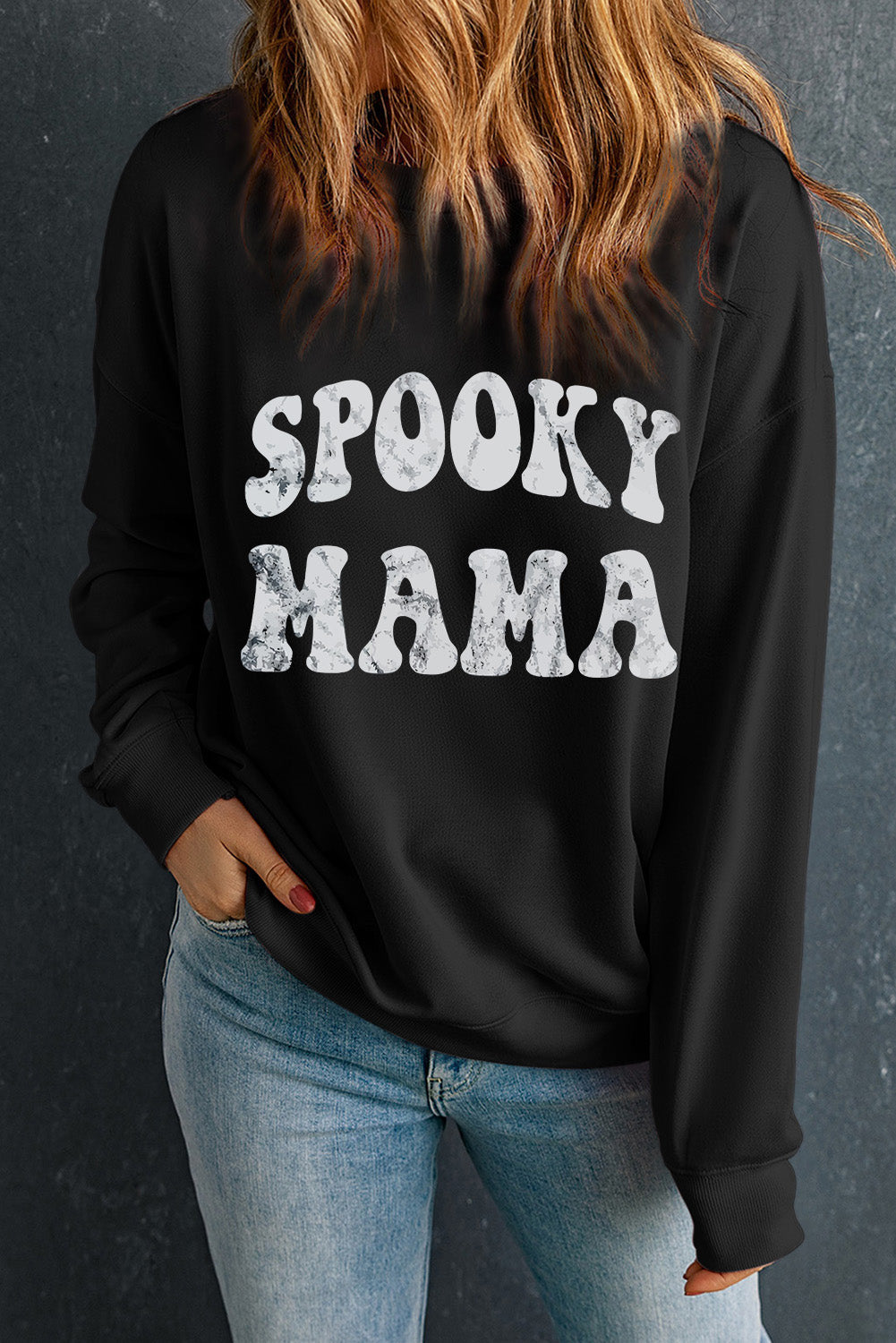 Sweat-shirt graphique noir Spooky Season Halloween Fashion Graphic