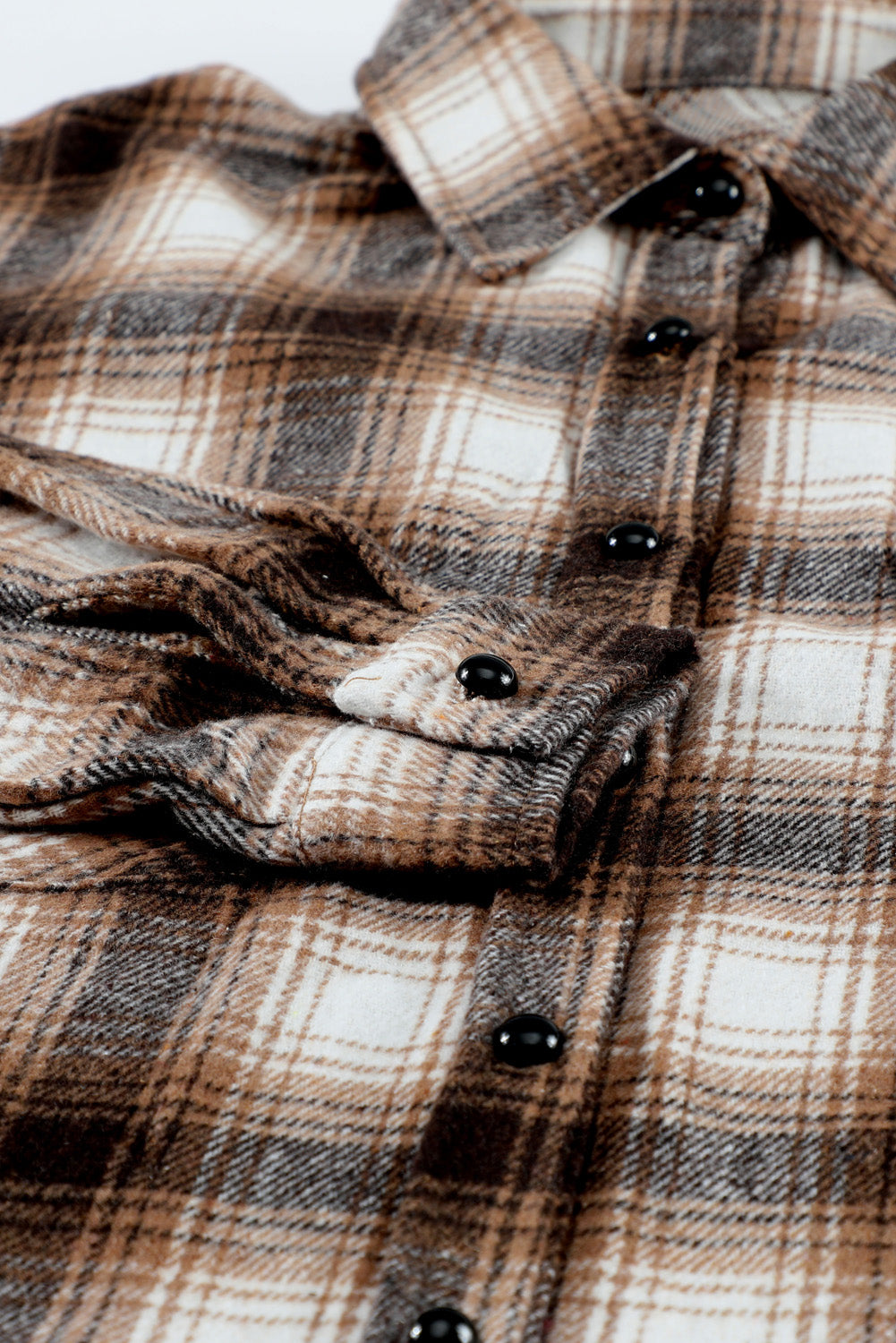 Buttons Pocketed Plaid Shacket