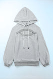 Ribbed Trim Cut-out Bust Drawstring Hoodie