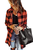 Brown Turn-down Collar Plaid Shirt Coat