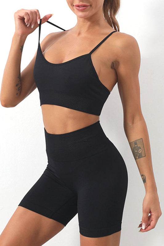 Spaghetti Straps Seamless Yoga Short Set