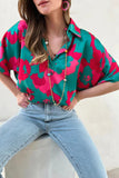 Abstract Print V Neck Blouse