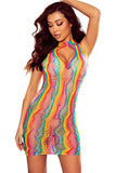 Patterned Mesh Cutout Front Chemise