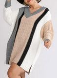 Mixed Boucl Color Block Plus Size Sweater Dress