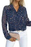 Leopard Sheer Button Front Long Sleeve Shirt