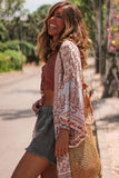 Boho Print Billowy Longline Kimono