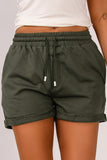 Tie Waist Side Pockets Cuffed Lounge Shorts