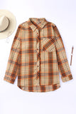 Plus Size Buttons Plaid Pattern Shirt