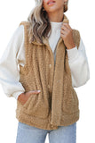 Snap Button Pocketed Sherpa Vest Jacket