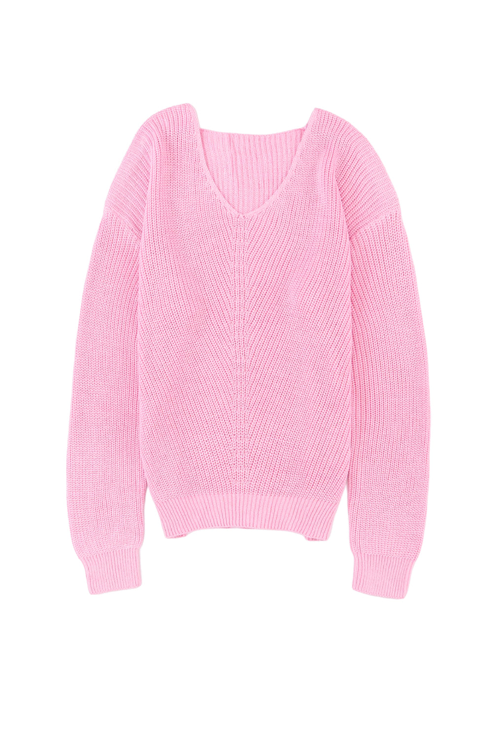 Ribbed Knit V Neck Sweater