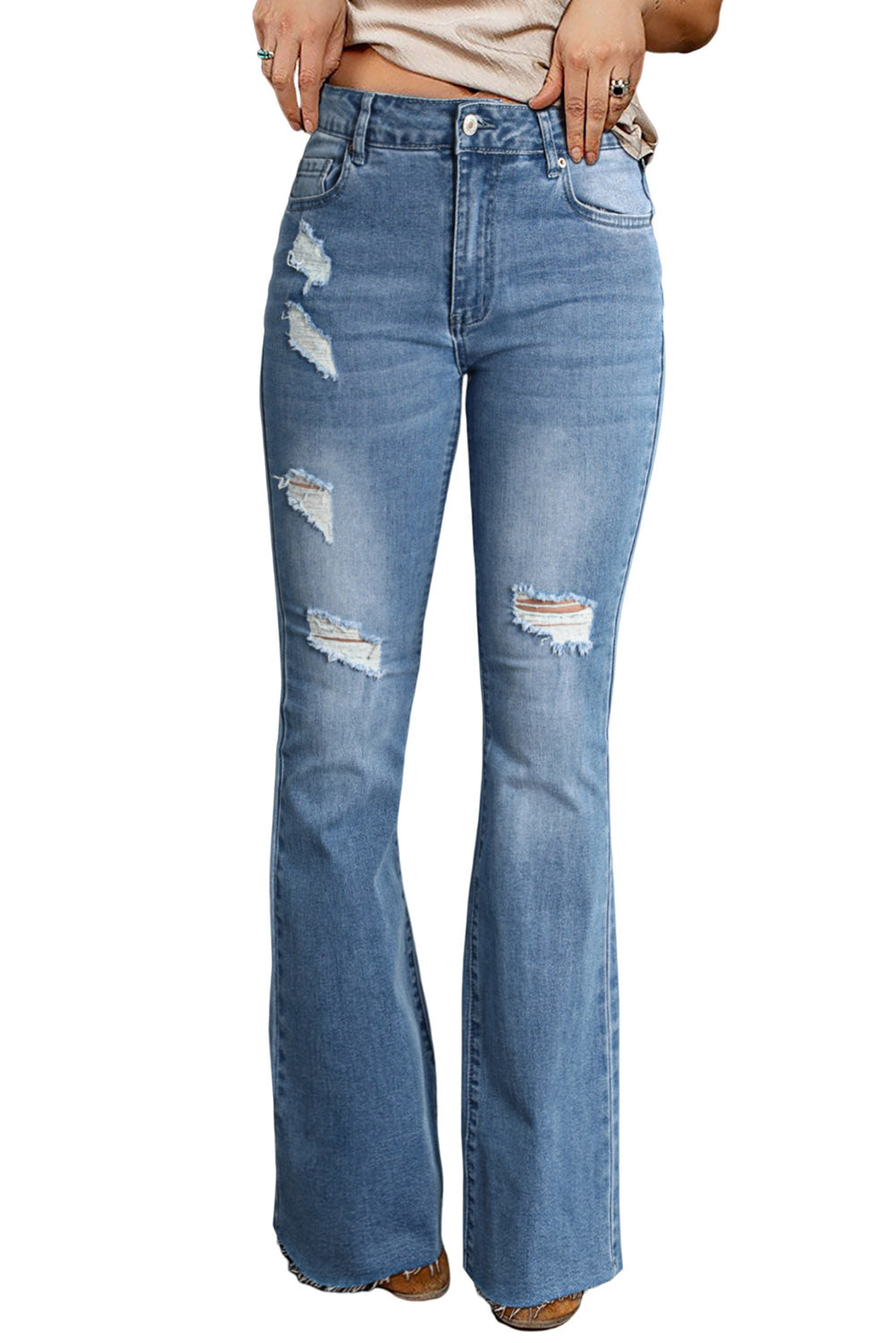 Dark Wash Mid Rise Flare Jeans