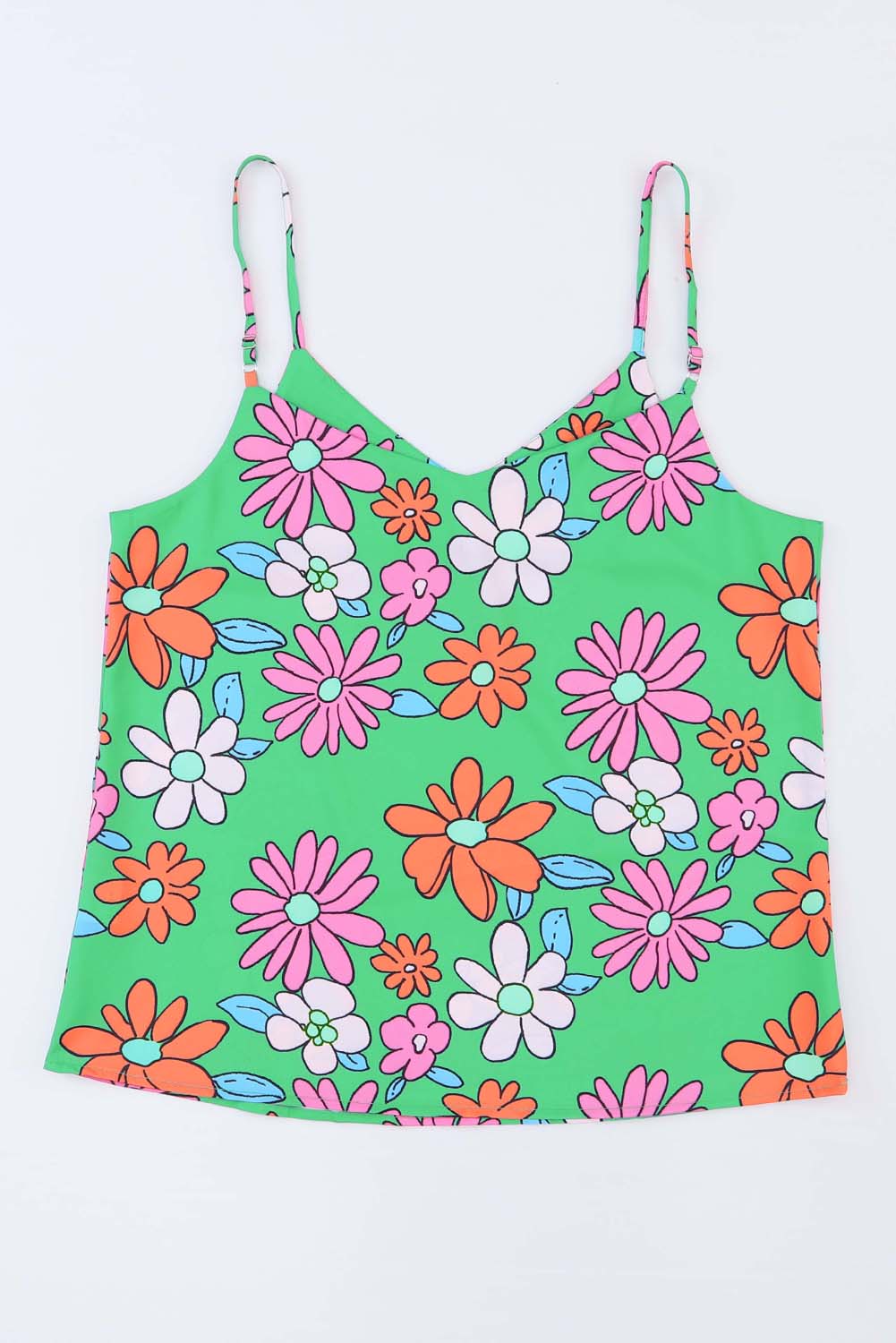 Adjustable Spaghetti Straps Floral Print Tank Top