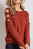 Cutout Cold Shoulder Long Sleeve Top