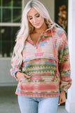 Aztec Printed Kangaroo Pocket Zipped Hoodie