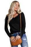 Lace Crochet V Neck Long Sleeve Top