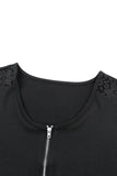 Zip Neck Lace Splicing Tee