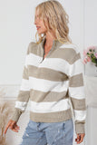 Zipped Collar Ribbed Edge Sweater