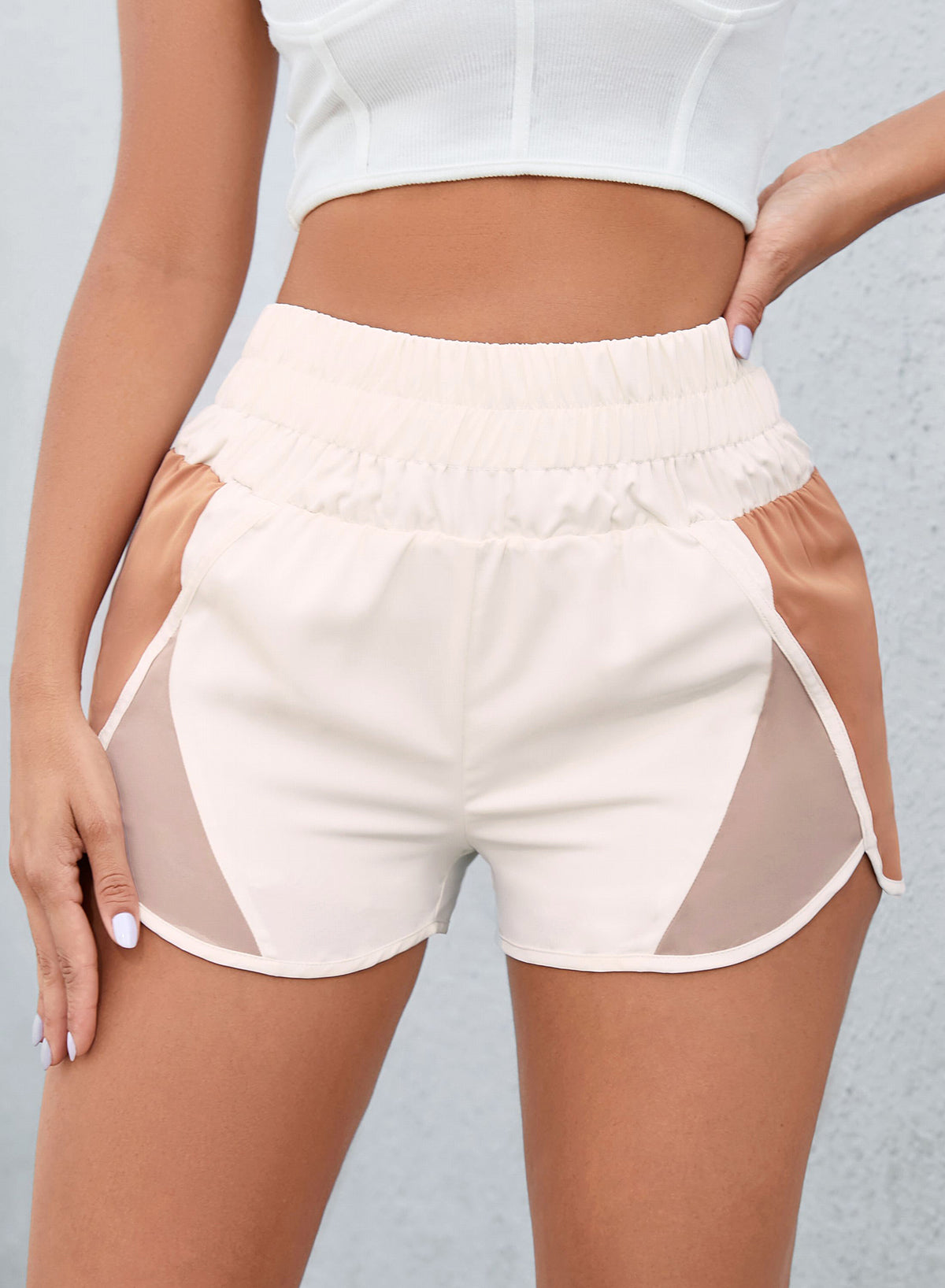 Color Block Split High Waist Shorts